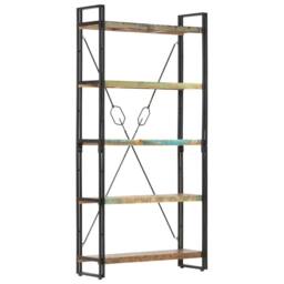 Berkfield Home Beautiful 5-Tier Bookcase 90x30x180 cm Solid Reclaimed Wood in Brown - Size: 90 x 30 x 180 cm - thumbnail 2