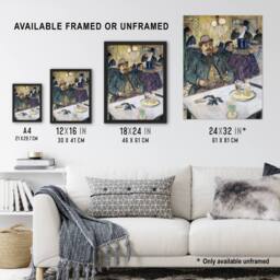 "Artery8 Monsieur Boileau at the Cafe Vintage Framed Wall Art Print Lautrec - Size: W12"" x H16""" - thumbnail 3
