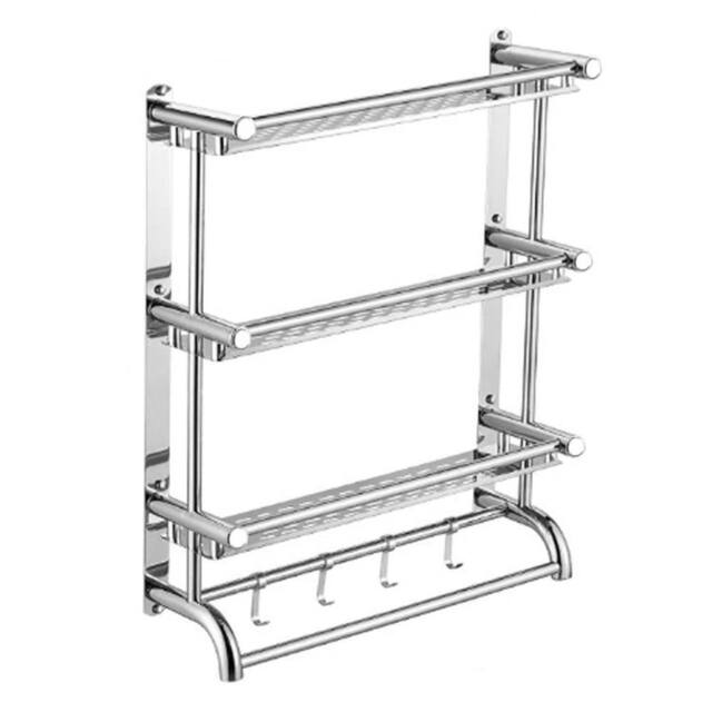 Kelvenix 3 Tier Stainless Steel Bathroom Towel Rack Wall Mount in Silver - image 1