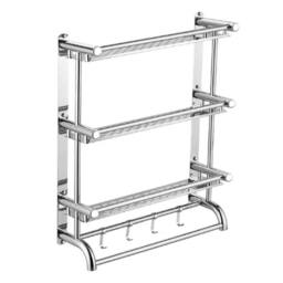 Kelvenix 3 Tier Stainless Steel Bathroom Towel Rack Wall Mount in Silver - thumbnail 1