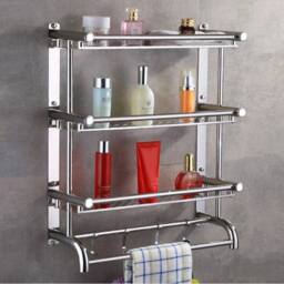 Kelvenix 3 Tier Stainless Steel Bathroom Towel Rack Wall Mount in Silver - thumbnail 5