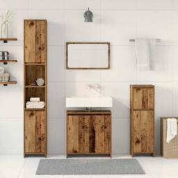 Berkfield Home 4 Piece Bathroom Furniture Set Old Wood Engineered Wood in Brown - thumbnail 3