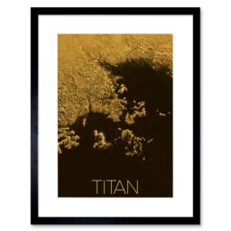 "Artery8 Wall Art Print NASA Our Solar System Titan Saturn's Moon Ligeia Mare Lake Artwork Framed 9X7 Inch in Black - Size: W7"" x H9""" - thumbnail 1