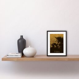 "Artery8 Wall Art Print NASA Our Solar System Titan Saturn's Moon Ligeia Mare Lake Artwork Framed 9X7 Inch in Black - Size: W7"" x H9""" - thumbnail 2