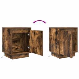 Berkfield Home Bedside Cabinet with LED Lights¬†Smoked Oak 38x34x50 cm in Dark Brown - Size: 38 x 34 x 50 cm - thumbnail 7