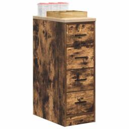 Berkfield Home Garage Storage Cabinet Smoked Oak 30x51x85 cm Solid Wood Pine in Brown - Size: 30 x 51 x 85 cm - thumbnail 4