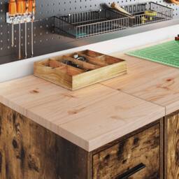 Berkfield Home Garage Storage Cabinet Smoked Oak 30x51x85 cm Solid Wood Pine in Brown - Size: 30 x 51 x 85 cm - thumbnail 3