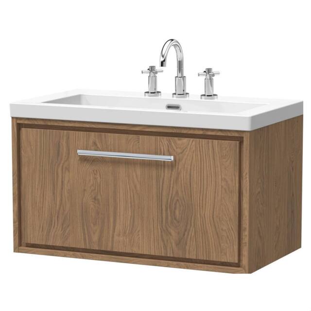 Balterley Longnor 1 Drawer Unit with 3TH Fireclay Basin, Antique Oak, 800mm in Brown - image 1