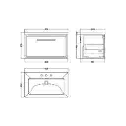 Balterley Longnor 1 Drawer Unit with 3TH Fireclay Basin, Antique Oak, 800mm in Brown - thumbnail 2