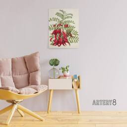 "Artery8 New Zealand Kaka Beak Plant Flowers Featon Canvas Wall Art Print in Beige - Size: W12"" x H16""" - thumbnail 3