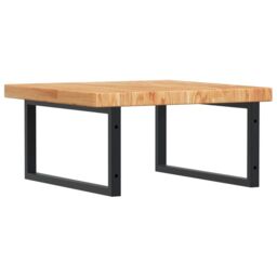 Berkfield Home Basin Shelf Wall Mounted Steel & Solid Wood Oak in Brown - thumbnail 6