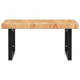 Berkfield Home Basin Shelf Wall Mounted Steel & Solid Wood Oak in Brown - thumbnail 4