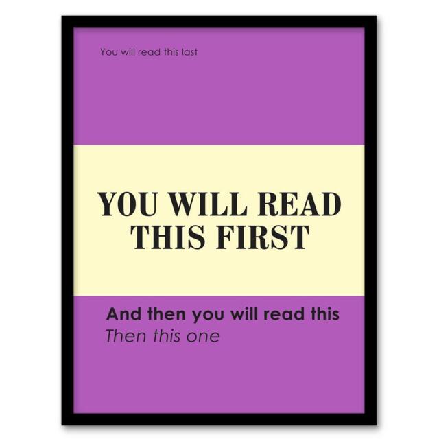 Artery8 You Will Read This First Purple Simple Modern Framed Wall Art Print - Size: A4 - image 1