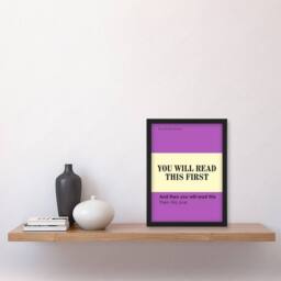 Artery8 You Will Read This First Purple Simple Modern Framed Wall Art Print - Size: A4 - thumbnail 4