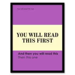 Artery8 You Will Read This First Purple Simple Modern Framed Wall Art Print - Size: A4 - thumbnail 1