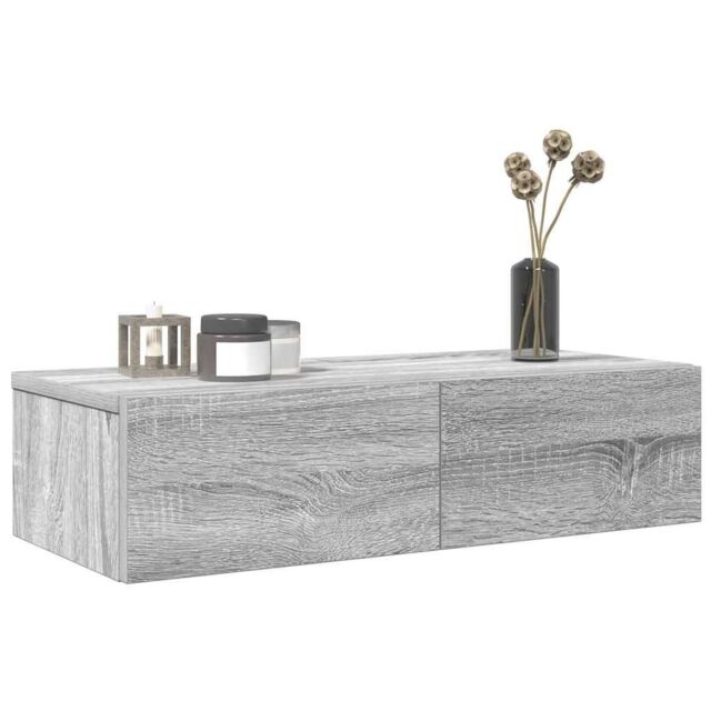 Berkfield Home Wall Shelf with Drawers Grey Sonoma 60x26.5x15 cm Engineered Wood - image 1