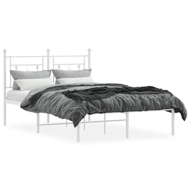 Berkfield Home Metal Bed Frame without Mattress with Headboard White 120x190cm - Size: 120x190 cm