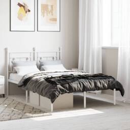 Berkfield Home Metal Bed Frame without Mattress with Headboard White 120x190cm - Size: 120x190 cm - thumbnail 2