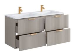 Vente-unique Fluted Wall-Hung Bathroom Unit With Inset Basin - Beige - 120 Cm - thumbnail 6