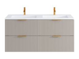 Vente-unique Fluted Wall-Hung Bathroom Unit With Inset Basin - Beige - 120 Cm - thumbnail 4