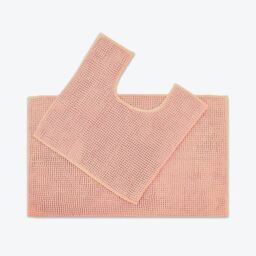 Allure Bath Fashions Supersoft Chenille Bobble Two Piece Bath & Pedestal Mat Set in Pale Pink