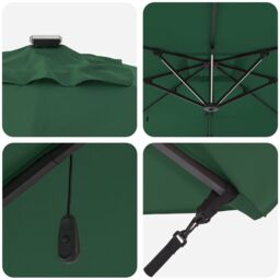 Berkfield Home Cantilever Roma Parasol with LEDs - Green, 286 x 285 x 270 cm Aluminium in Green - thumbnail 8