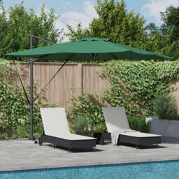 Berkfield Home Cantilever Roma Parasol with LEDs - Green, 286 x 285 x 270 cm Aluminium in Green - thumbnail 1