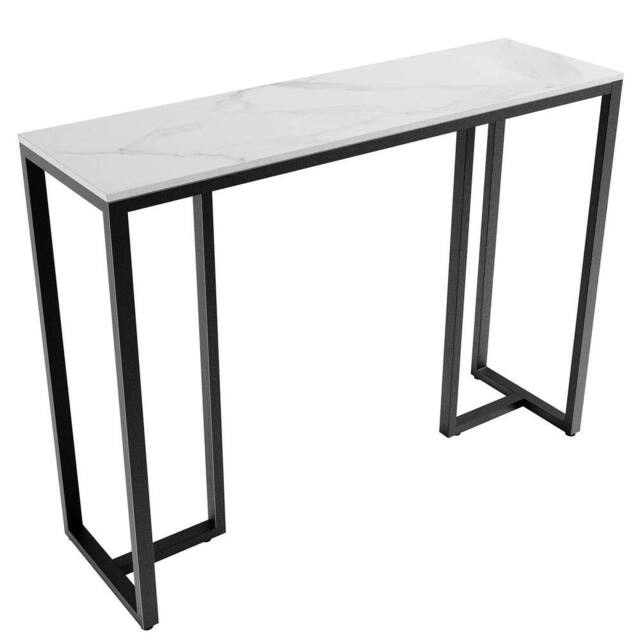 ERGOVEXA Entryway Coner Table Marble TopConsole Table Sofa Couch Accent Table in Black - image 1