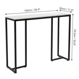 ERGOVEXA Entryway Coner Table Marble TopConsole Table Sofa Couch Accent Table in Black - thumbnail 2