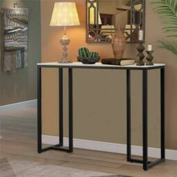 ERGOVEXA Entryway Coner Table Marble TopConsole Table Sofa Couch Accent Table in Black - thumbnail 4