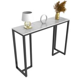 ERGOVEXA Entryway Coner Table Marble TopConsole Table Sofa Couch Accent Table in Black - thumbnail 3
