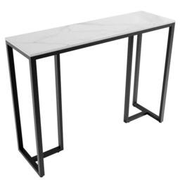 ERGOVEXA Entryway Coner Table Marble TopConsole Table Sofa Couch Accent Table in Black