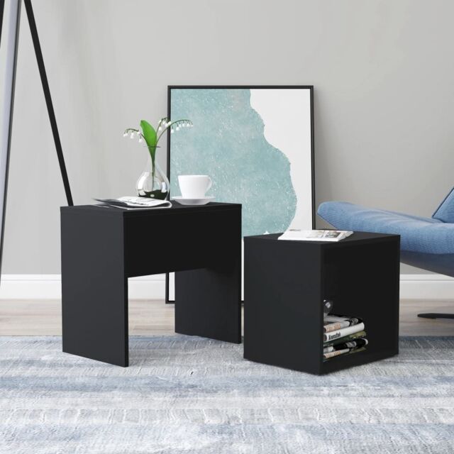 Berkfield Home Coffee Table Set Black 48x30x45 cm Engineered Wood - Size: 48 x 30 x 45 cm - image 1
