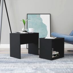 Berkfield Home Coffee Table Set Black 48x30x45 cm Engineered Wood - Size: 48 x 30 x 45 cm - thumbnail 1