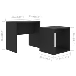 Berkfield Home Coffee Table Set Black 48x30x45 cm Engineered Wood - Size: 48 x 30 x 45 cm - thumbnail 6