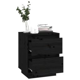 Berkfield Home Elegant Bedside Cabinets 2 pcs Black 40x35x50 cm Solid Wood Pine - Size: 40 x 35 x 50 cm - thumbnail 5