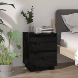 Berkfield Home Elegant Bedside Cabinets 2 pcs Black 40x35x50 cm Solid Wood Pine - Size: 40 x 35 x 50 cm