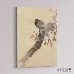 "Artery8 Pheasant On Cherry Blossom Branch Canvas Wall Art Print Koson in Beige - Size: W18"" x H24""" - thumbnail 2