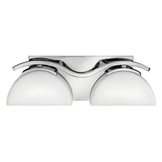Loops IP44 Twin Wall Light Etched Opal Glass Rounded Downlight Chrome LED G9 3.5W in Clear