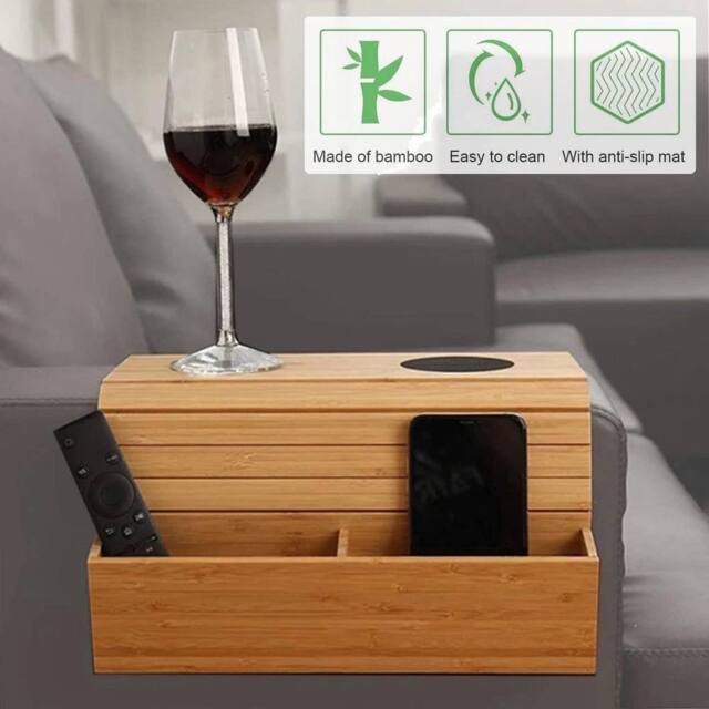 KORVIXA Foldable Wooden Sofa Arm Tray in Natural - image 1