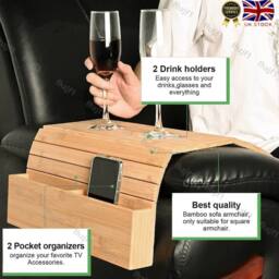 KORVIXA Foldable Wooden Sofa Arm Tray in Natural - thumbnail 3