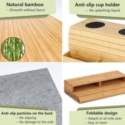 KORVIXA Foldable Wooden Sofa Arm Tray in Natural - thumbnail 4