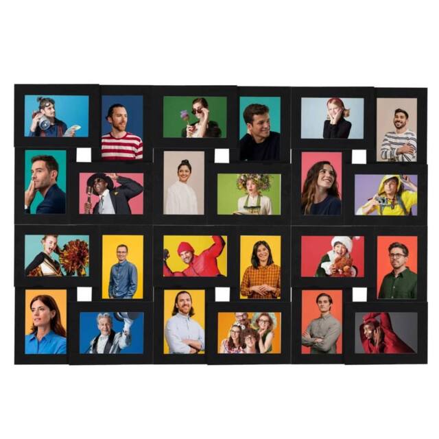 Berkfield Home Collage Photo Frame for 24x(13x18 cm) Picture Black MDF - Size: 13x18 cm - image 1