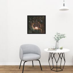 "Artery8 Wall Art Print Ciurlionis Fairy Tale Of Kings Symbolist Painting Square Framed Picture 16X16 Inch in Black - Size: W16"" x H16""" - thumbnail 2