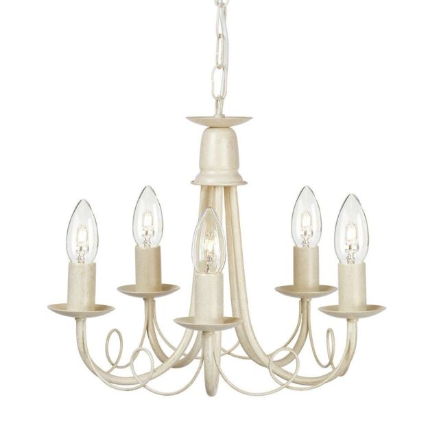 Netlighting Minster 5 Light Chandelier Ivory Gold Finish E14 in White