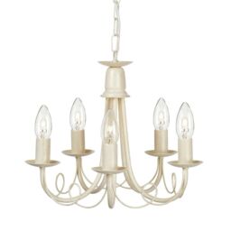 Netlighting Minster 5 Light Chandelier Ivory Gold Finish E14 in White