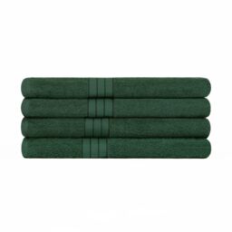 OHS 4 Pack of 100% Cotton Bathroom Bath Towel in Dark Green - thumbnail 2
