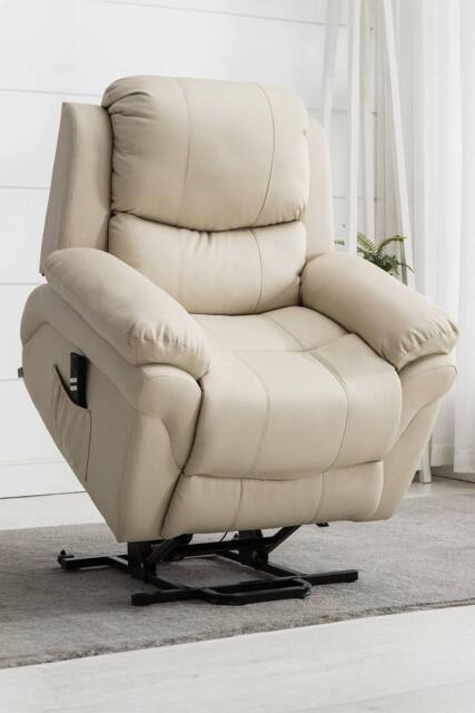 More4Homes Madison Dual Motor Electric Rise Recliner Bonded Leather Lift Chair in Cream