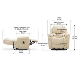 More4Homes Madison Dual Motor Electric Rise Recliner Bonded Leather Lift Chair in Cream - thumbnail 7