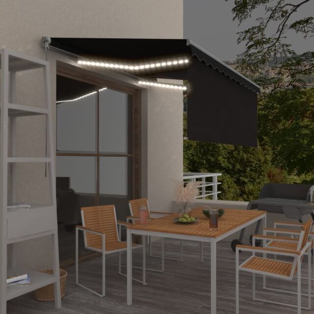 Berkfield Home Manual Retractable Awning with Blind&LED 3.5x2.5m Anthracite in Black - image 1